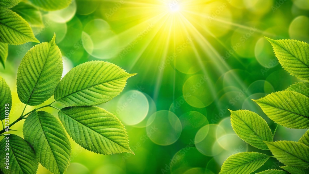 Vibrant blurred green leaf background with soft sunlight, bokeh, and ample copy space, evoking natural plants landscape and ecology themes. Vibrant blurred green leaf background with soft sunlight, bokeh, and ample copy space, evoking natural plants landscape and ecology themes.