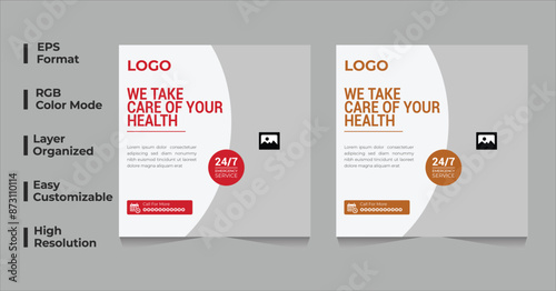 Eye-catching social media post template, social media post design, healthcare, facebook post, instagram post, linkedin post
