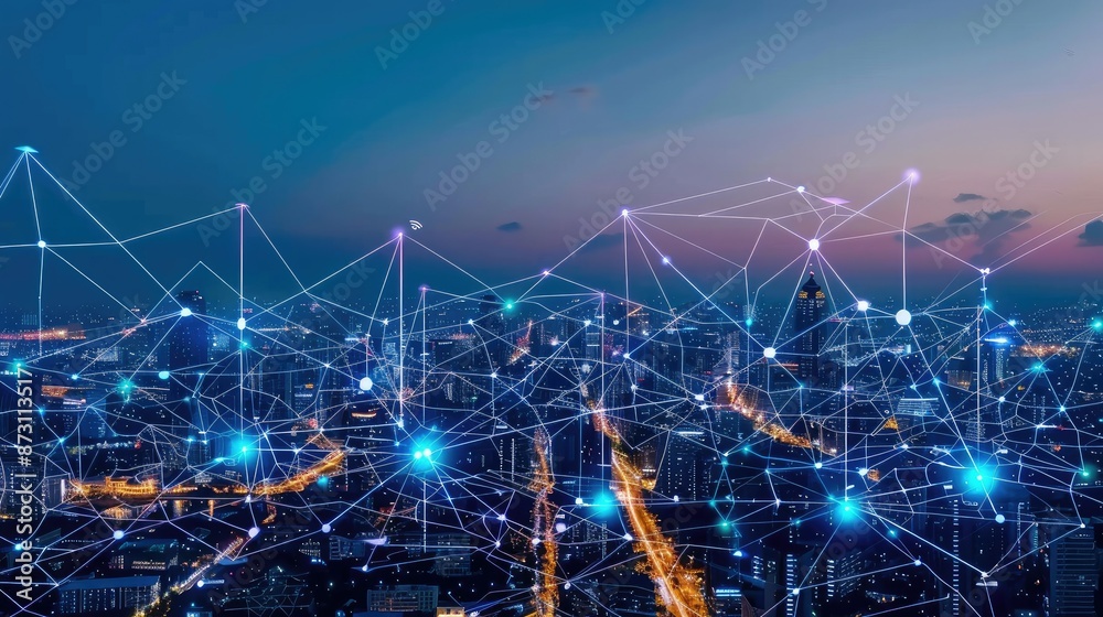 Smart City and network connection concept Smart City and network connection concept