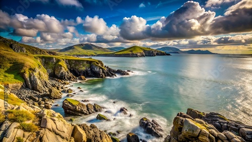 Rocky coastline No 5, looking towards the Llyn Peninsula from near Morfa Dyffryn, Wales, UK, Static Camera, 10 Second version photo