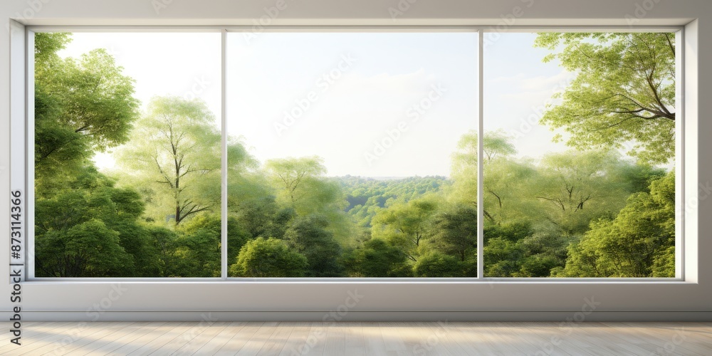 Naklejka premium Window View of Lush Greenery