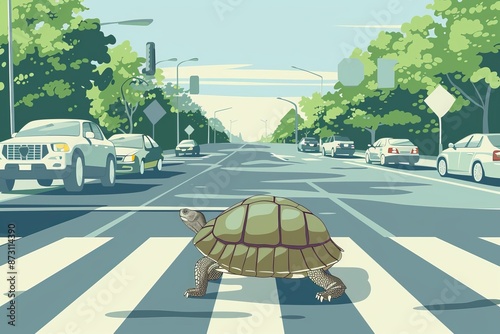 Turtle Crossing the Street