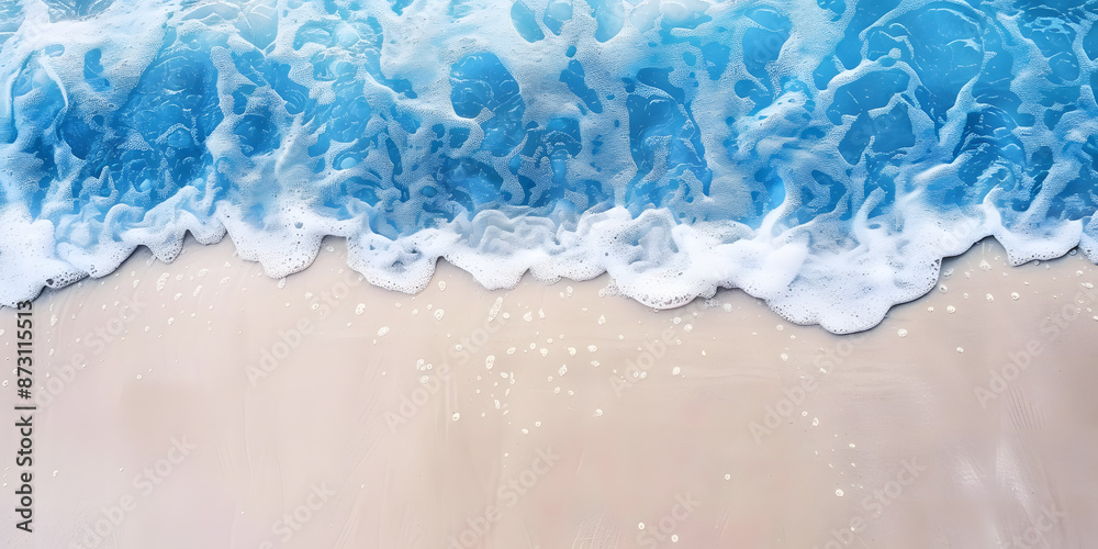 Naklejka premium Imagen cenital de las olas del mar en la arena