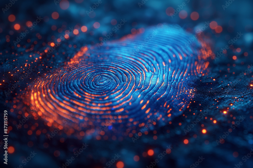 A conceptual image illustrating biometric security, featuring a fingerprint overlay on a digital tablet with an illuminated touchpoint. A conceptual image illustrating biometric security, featuring a fingerprint overlay on a digital tablet with an illuminated touchpoint.