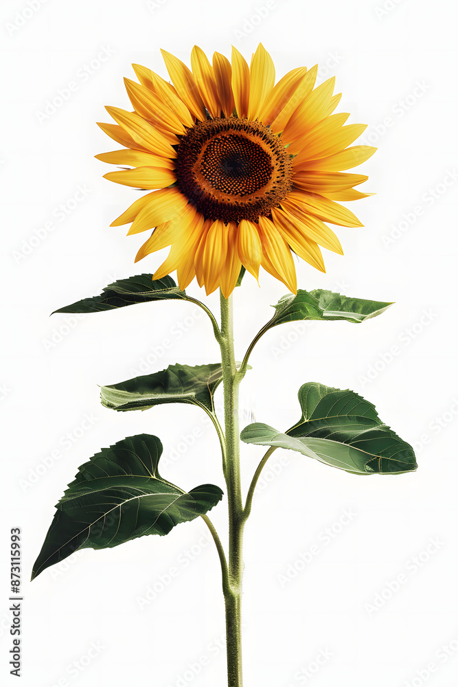 Fototapeta premium Sunflower flower on solid color background