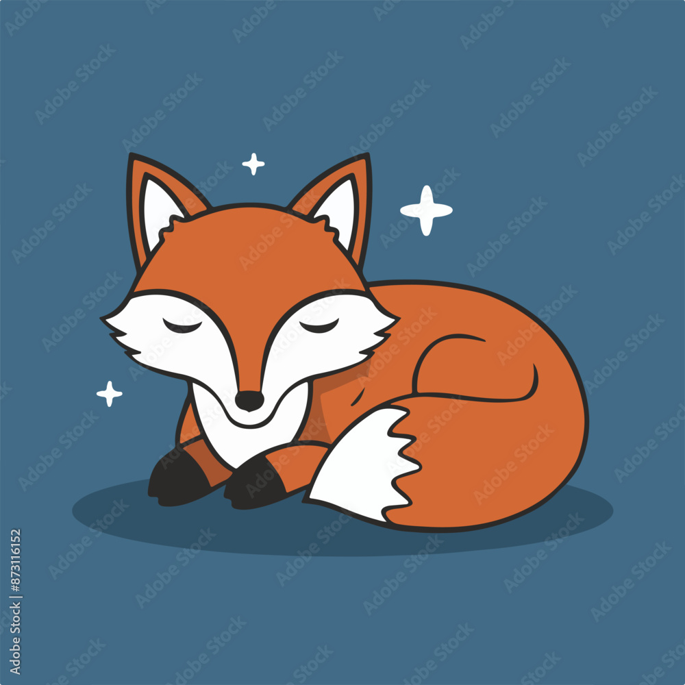 Sleeping fox cartoon illustration Sleeping fox cartoon illustration