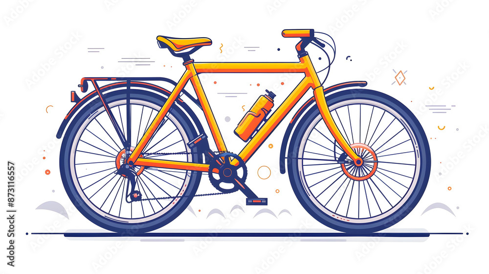 Fototapeta premium Colorful illustration of a modern bicycle on a white background. Perfect for outdoor recreation, fitness, and transportation concepts.