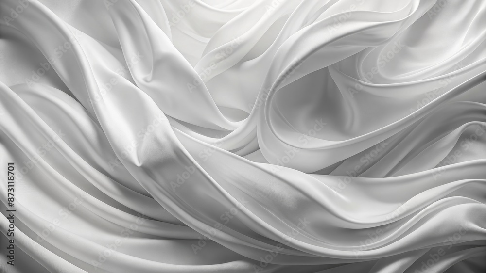 Elegant white abstract fabric flows dynamically, evoking a subtle sense of gentle movement, perfect for refined and sophisticated backgrounds. Elegant white abstract fabric flows dynamically, evoking a subtle sense of gentle movement, perfect for refined and sophisticated backgrounds.