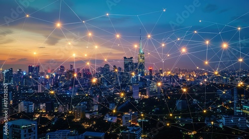 Wallpaper Mural Smart City and network connection concept Torontodigital.ca