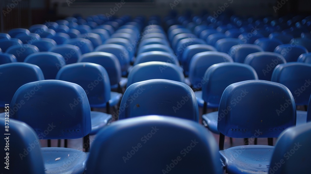 Fototapeta premium Empty blue chairs in the audience