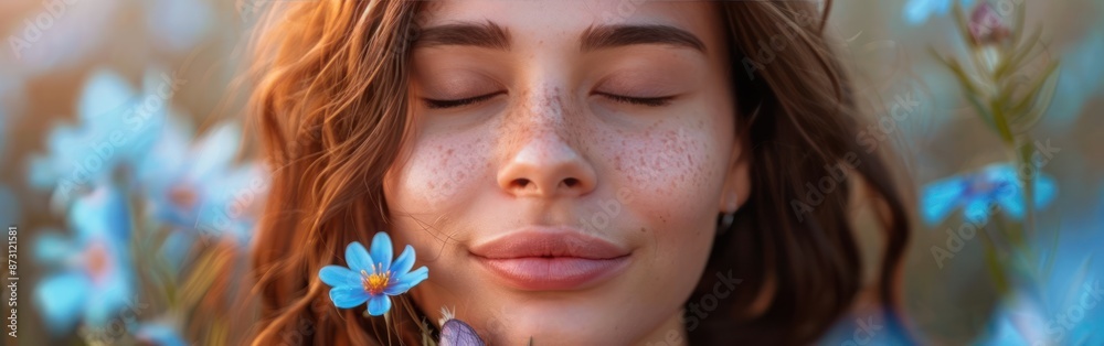 Blooming Beauty: Woman Adorned with a Flower in Her Hair Blooming Beauty: Woman Adorned with a Flower in Her Hair