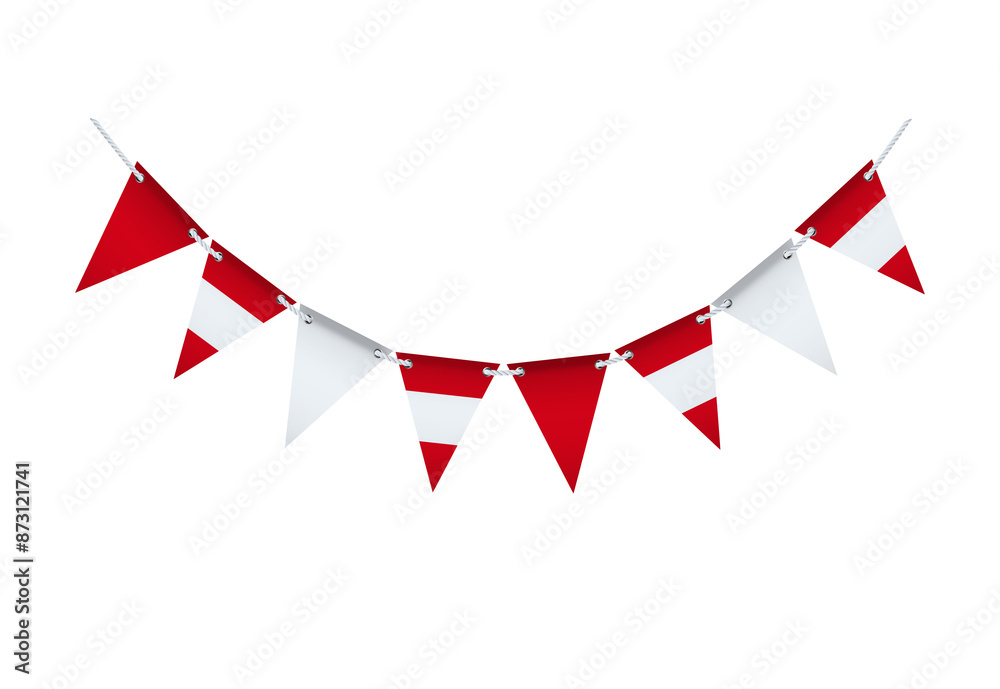 Obraz premium Garland with the flag of Peru on a white background. 
