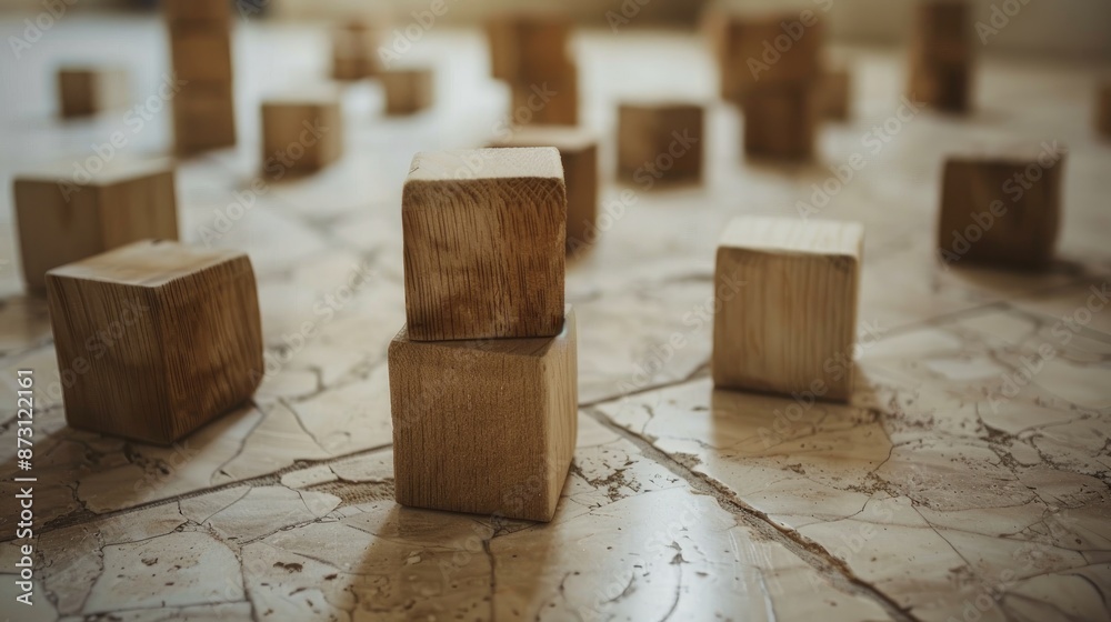 Wooden blocks depicting the concept of life on a floor Wooden blocks depicting the concept of life on a floor