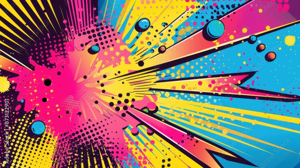 Fototapeta premium pop art background with comic book explosion in pink