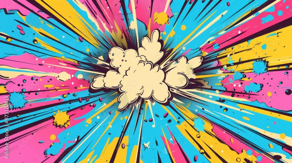 Fototapeta premium pop art background with comic book explosion in pink