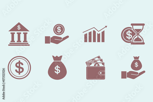Money icon collection. Duotone color. Vector illustration.