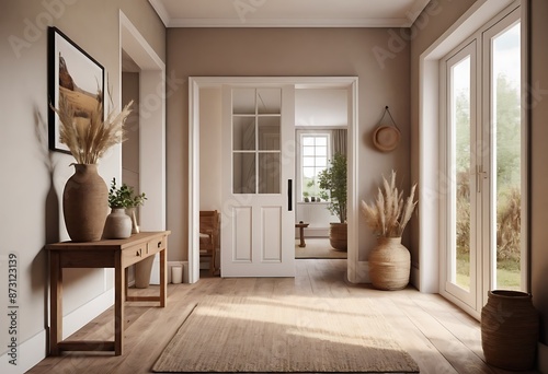 Frame mockup, ISO A paper size. Living room poster mockup. Interior mockup with house white background. Modern interior design. 3D render