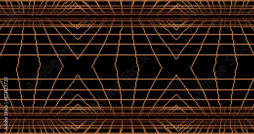 Animation of pixel art 80s Retro sci-Fi background. Pixel art 8bit Vector video game Glow Retro wave.	