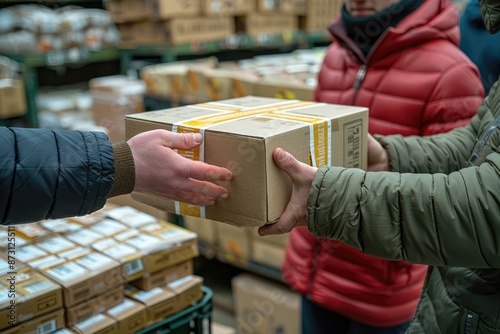 Delivery holding out box to customer professional photography photo