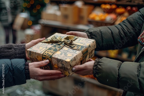 Delivery holding out box to customer professional photography photo