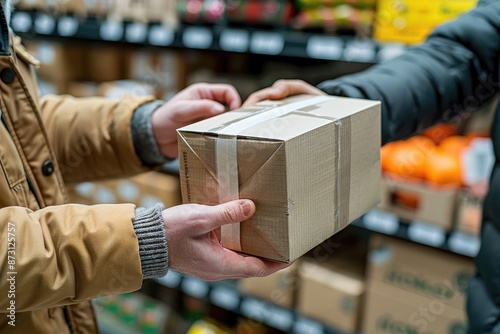 Delivery holding out box to customer professional photography photo