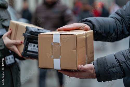 Delivery holding out box to customer professional photography photo