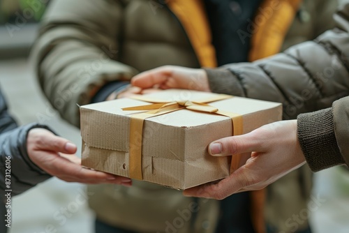 Delivery holding out box to customer professional photography photo