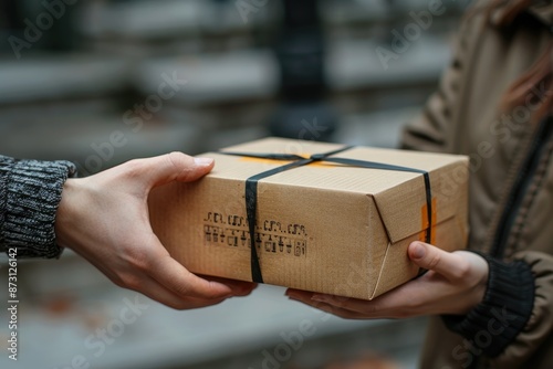 Delivery holding out box to customer professional photography photo