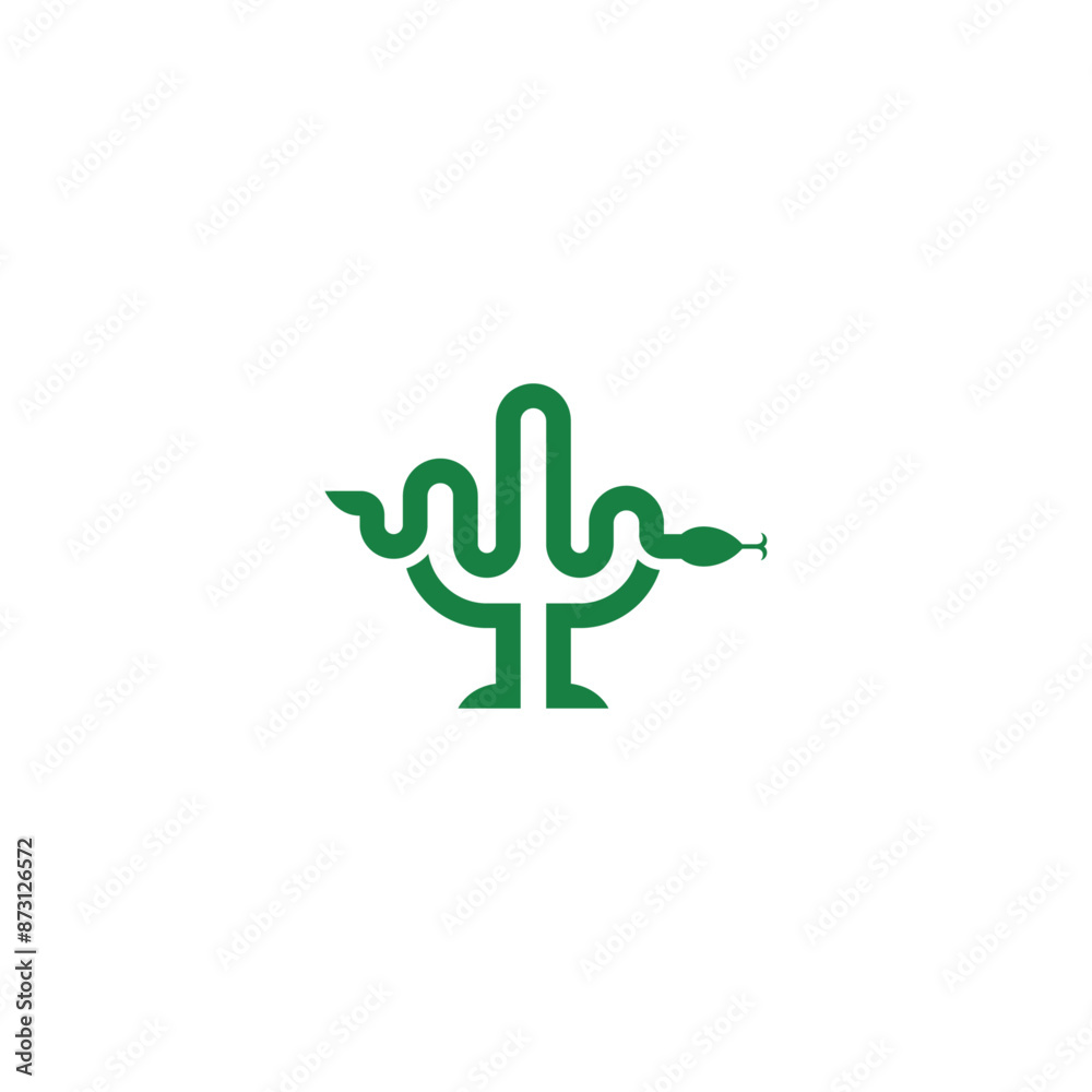 Cactus desert snake logo design. Cactus desert snake logo design.