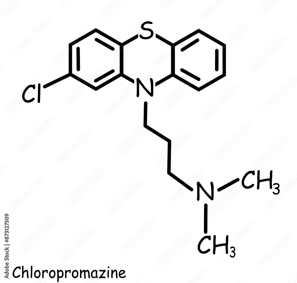 Chemical, organic structure : chloropromazine Chemical, organic structure : chloropromazine