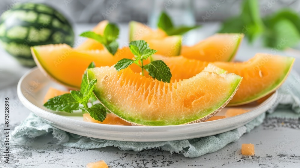 Easy and nutritious summer dessert idea with melon slices Easy and nutritious summer dessert idea with melon slices