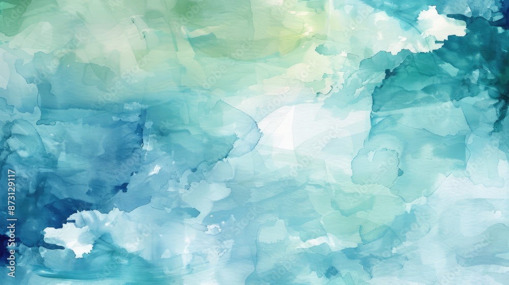 A serene abstract background with soft watercolor washes in calming blues and greens A serene abstract background with soft watercolor washes in calming blues and greens