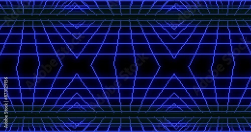 Animation of pixel art 80s Retro sci-Fi background. Pixel art 8bit Vector video game Glow Retro wave.