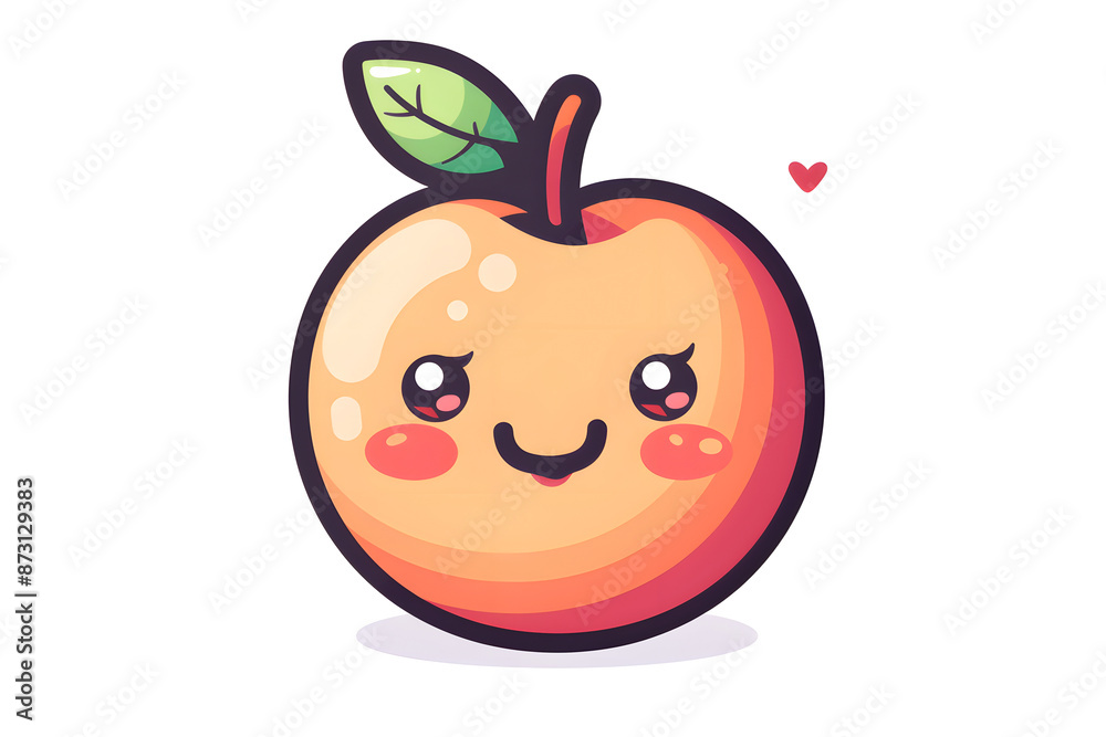 Obraz premium Flat logo illustration of a cute peach, isolated on plain, simple background. Generative AI