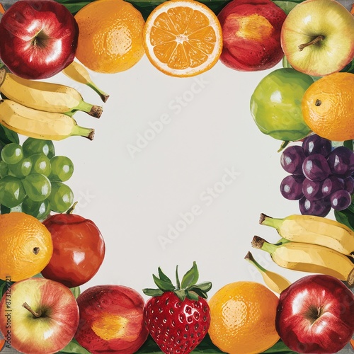 Fruits and vegetables circle frame isolated,fresh vegetables and fruits isolated on white background