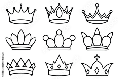 Royal Crown Line Art Fine Detailed Icon