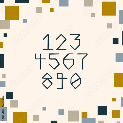 Hand drawn decorative numbers. Abstract font design