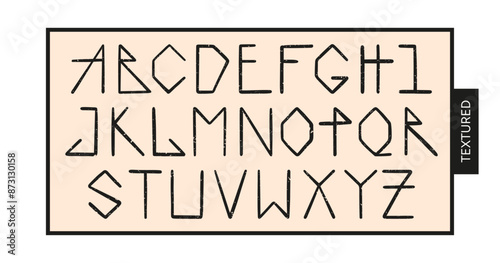 Hand drawn decorative textured alphabet. Abstract font, Latin uppercase letters design