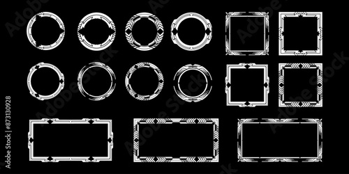 Futuristic cyberpunk sci fi interface element hud technology frame graphic vector design template	