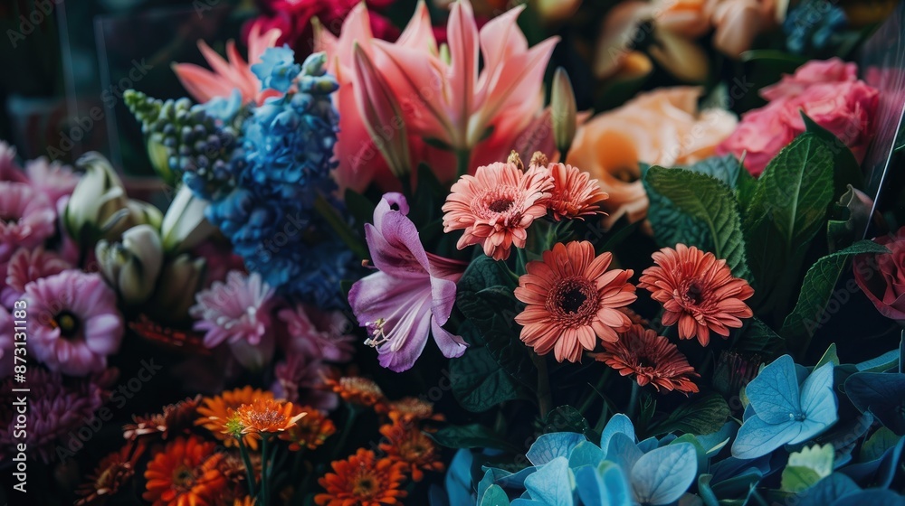 Flowers arranged in a container Flowers arranged in a container