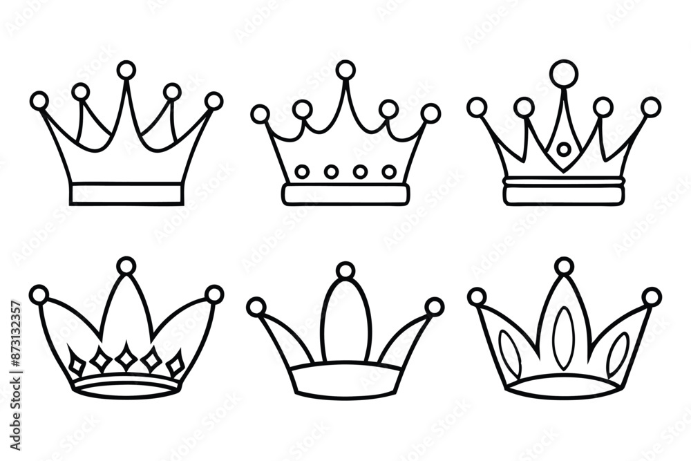 Royal Crown Line Art Regal Emblem Sketch Royal Crown Line Art Regal Emblem Sketch