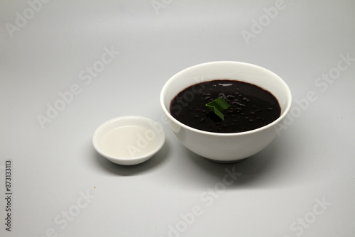 ketan hitam Bubur ketan hitam or black sticky rice porridge is one of type traditional food in IndonesiaTakjil Ramadhan Food Dessert food indonesia puasa
 photo