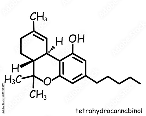 Chemical, organic structure : tetrahydrocannabinol