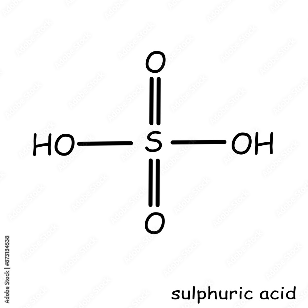 Chemical, organic structure : sulphuric acid Chemical, organic structure : sulphuric acid