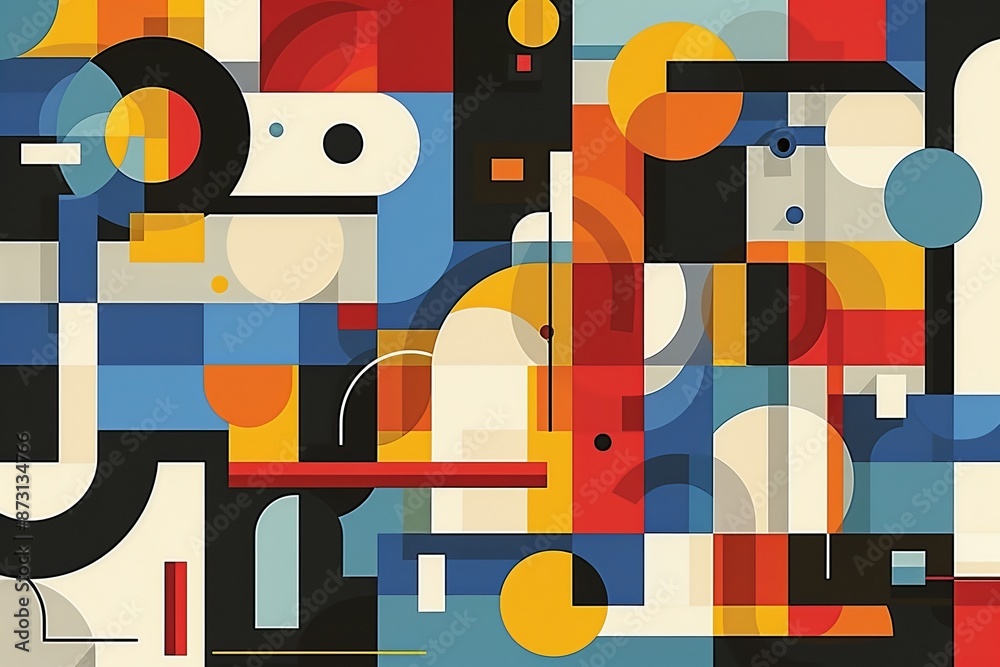 Geometric abstract shapes flat design, front view, modern art theme, animation, vivid., Geometric abstract shapes flat design, front view, modern art theme, animation, vivid.,