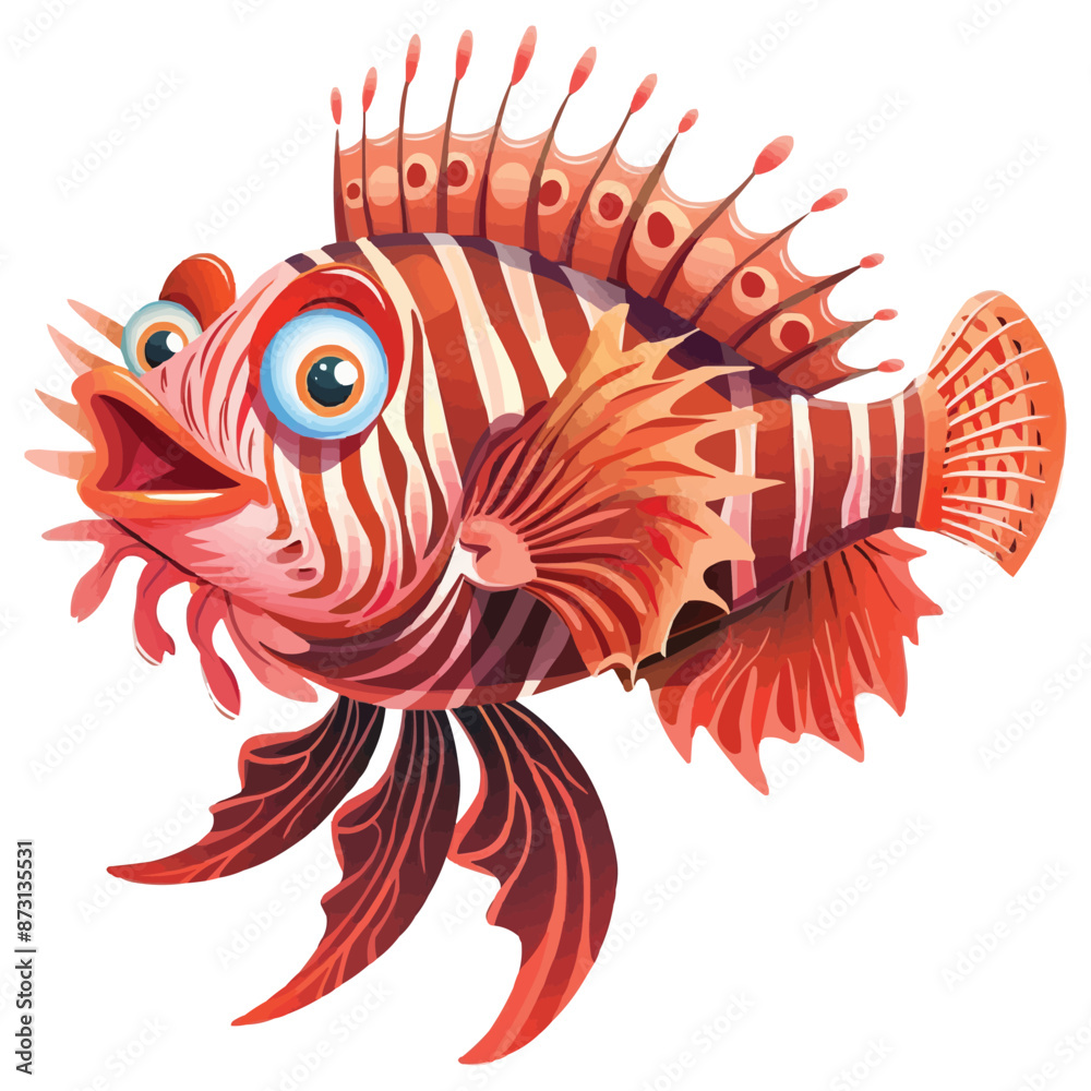 Fototapeta premium Happy cartoon Lionfish vector