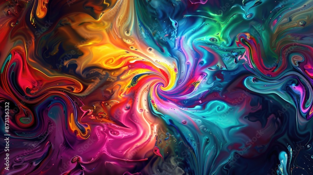 A vibrant abstract background with psychedelic swirls and kaleidoscopic colors. A vibrant abstract background with psychedelic swirls and kaleidoscopic colors.