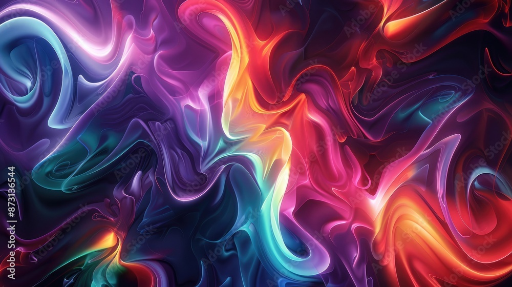 Obraz premium A vibrant abstract background with psychedelic swirls and kaleidoscopic colors.