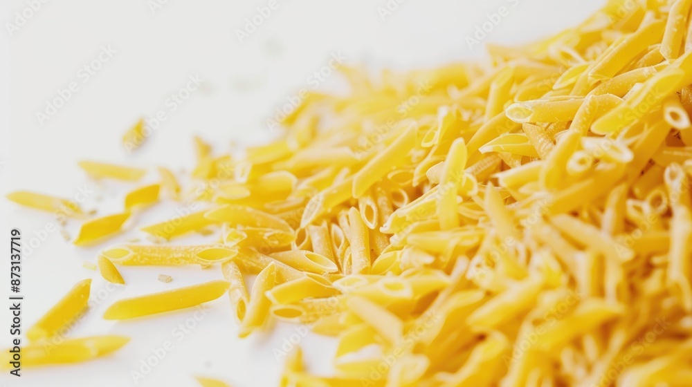 Pile of dried yellow pasta on white background Pile of dried yellow pasta on white background
