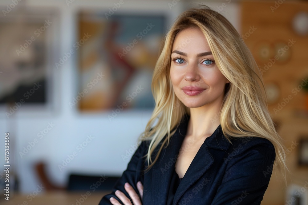 Fototapeta premium Blond Successful businesswoman with arms crossed